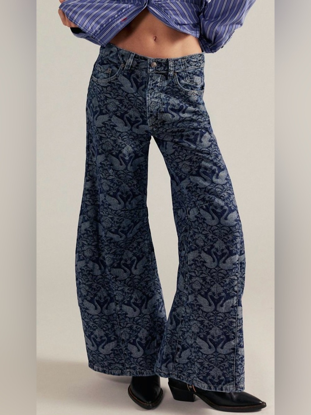 Free People We the Free Eden Jacquard slouchy flare jeans